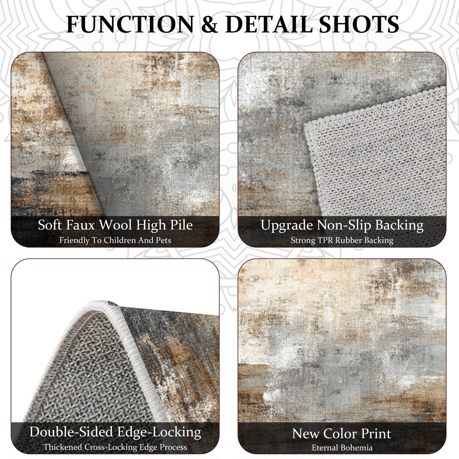 3-Piece Farmhouse Striped Kitchen Rug Set Anti-Slip Backing, Machine Washable Distressed Floor Mats for Kitchen Hallway Bathroom Laundry Room Christmas Decor