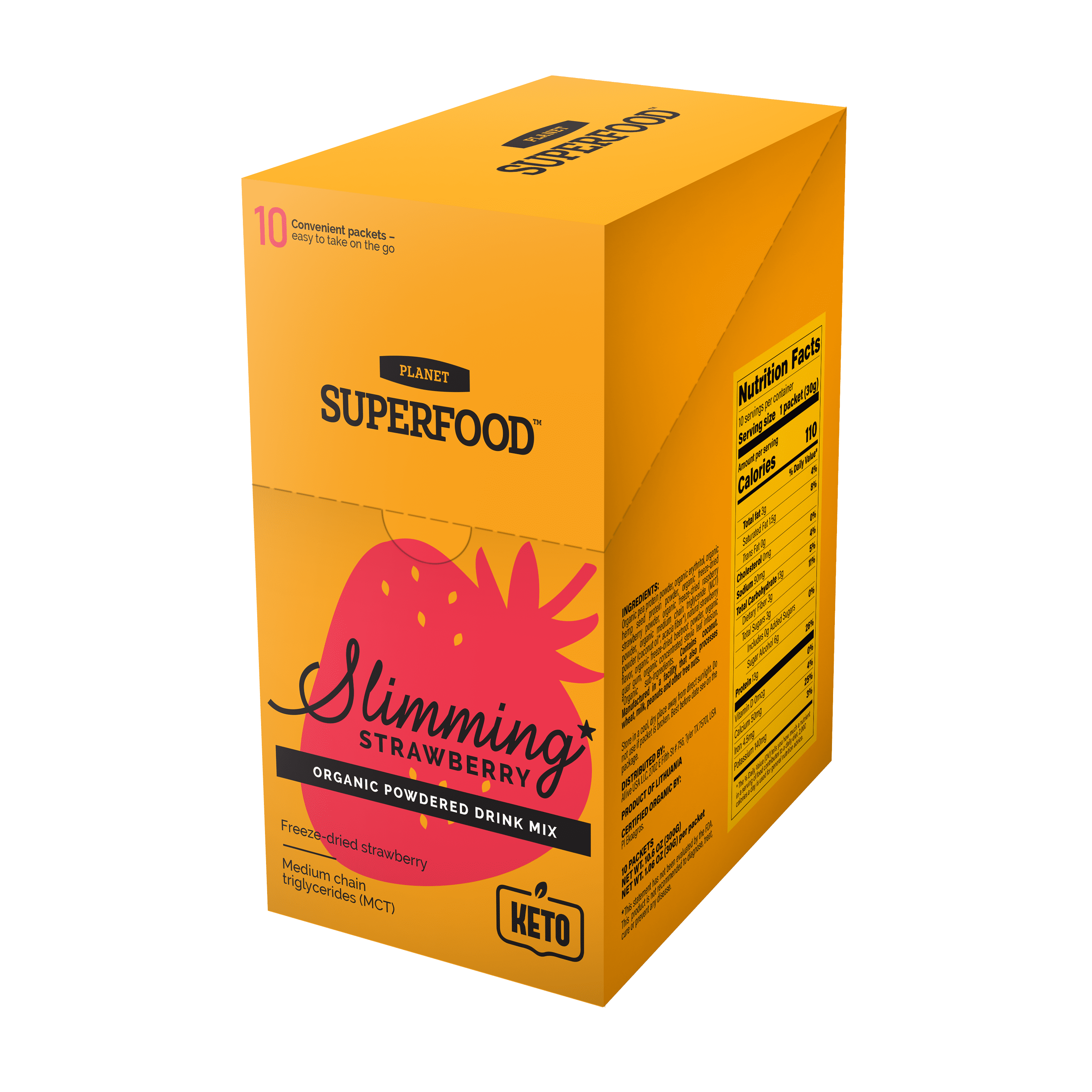 Superfood Organic Powdered Drink Mix Strawberry flavor 10 pack