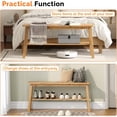 thumbnail image 4 of Solid Wood Dining Bench, 39" Wooden Bench for Entryway, Bedroom, Kitchen & Living Room, with Shoe Rack Storage, Light Brown, 4 of 7