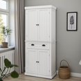 thumbnail image 3 of GZXS Modern White Pantry Cabinet with Drawer, Floor Standing Storage Cabinet with Adjustable Shelves for Living Room, Kitchen, Bathroom, Hallway, 29.92"L x 15.75"W x 71.65"H, 3 of 10