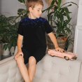 thumbnail image 4 of Balery Black Blue Glitter Sparkles Conjunto de Pijama Infantil de Manga Corta con Estampado – Ropa de Dormir de Algodón Suave-4X-Large, 4 of 6