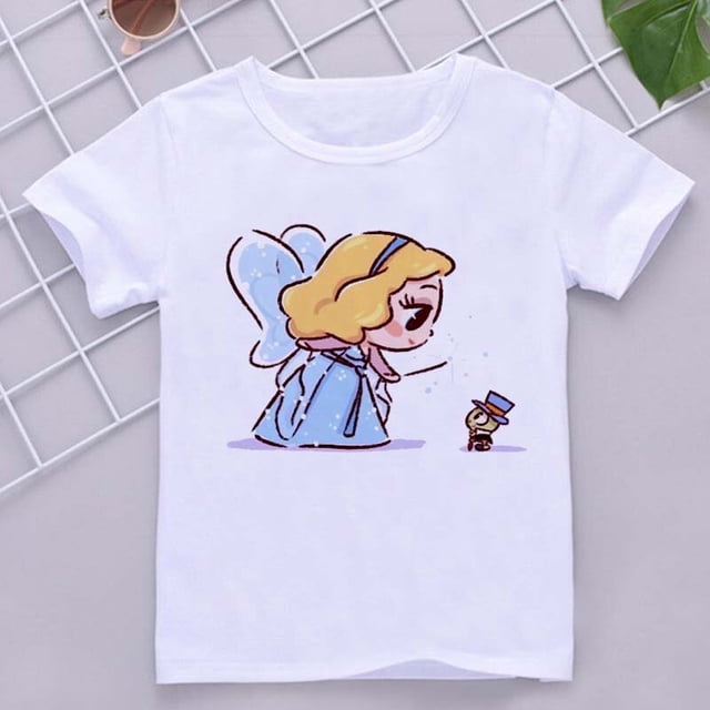 Disney Child Mermaid Princess Kawaii Printed T-shirt Baby Girl Soft Cartoon Clothing Cute Graphic Tops Kids Funny Tees DropshipHight 130-(8-10T) Gao Jinjia LED