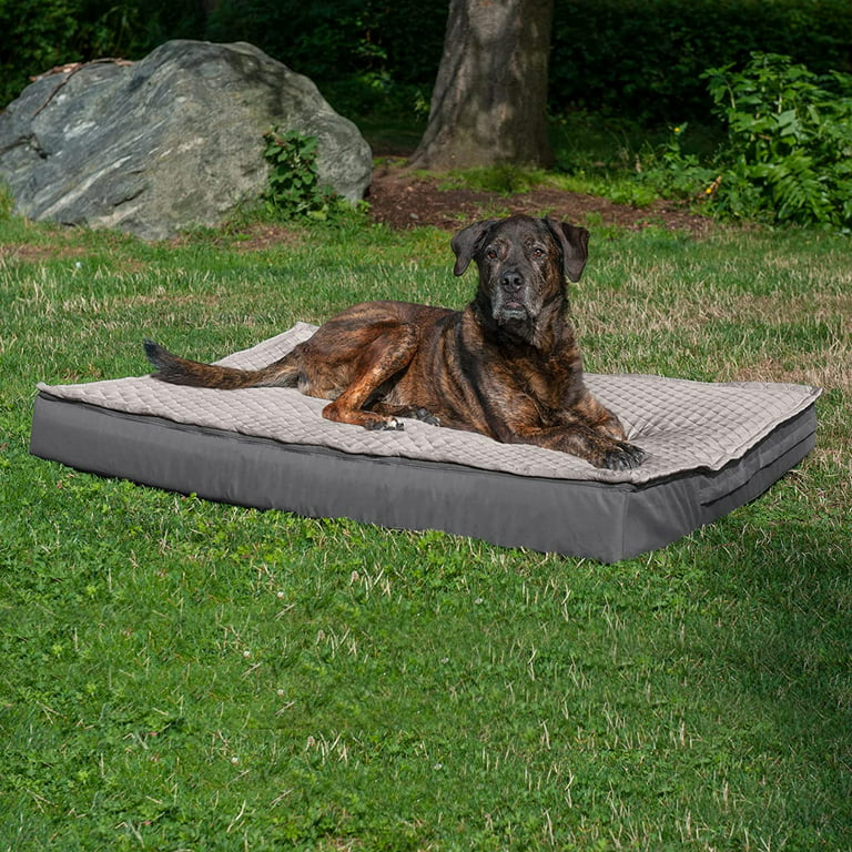 FurHaven Quilt Top Orthopedic Convertible Indoor/Outdoor Cat & Dog Bed, Gray, Jumbo