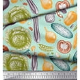 thumbnail image 2 of Soimoi Green polyester Crepe Fabric Mixed Vegetable Print Sewing Fabric Yard 52 Inch Wide, 2 of 3