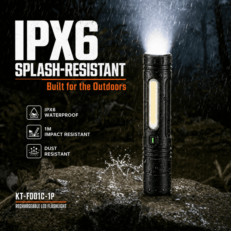 Amumu Rechargeable LED Flashlight with COB Work Light photo 7