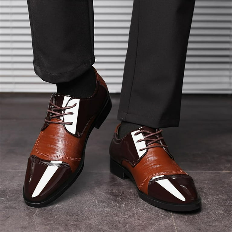 Mens Dress Shoes Formal Business Oxfords Comfortable Office Suit Tuxedo  Patent Leather Shoes Brown 11 - Walmart.com