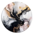 thumbnail image 2 of Designart "Textured Splash Pink and Black Marble II" Abstract Marble Metal Round Wall Art Prints, 2 of 5