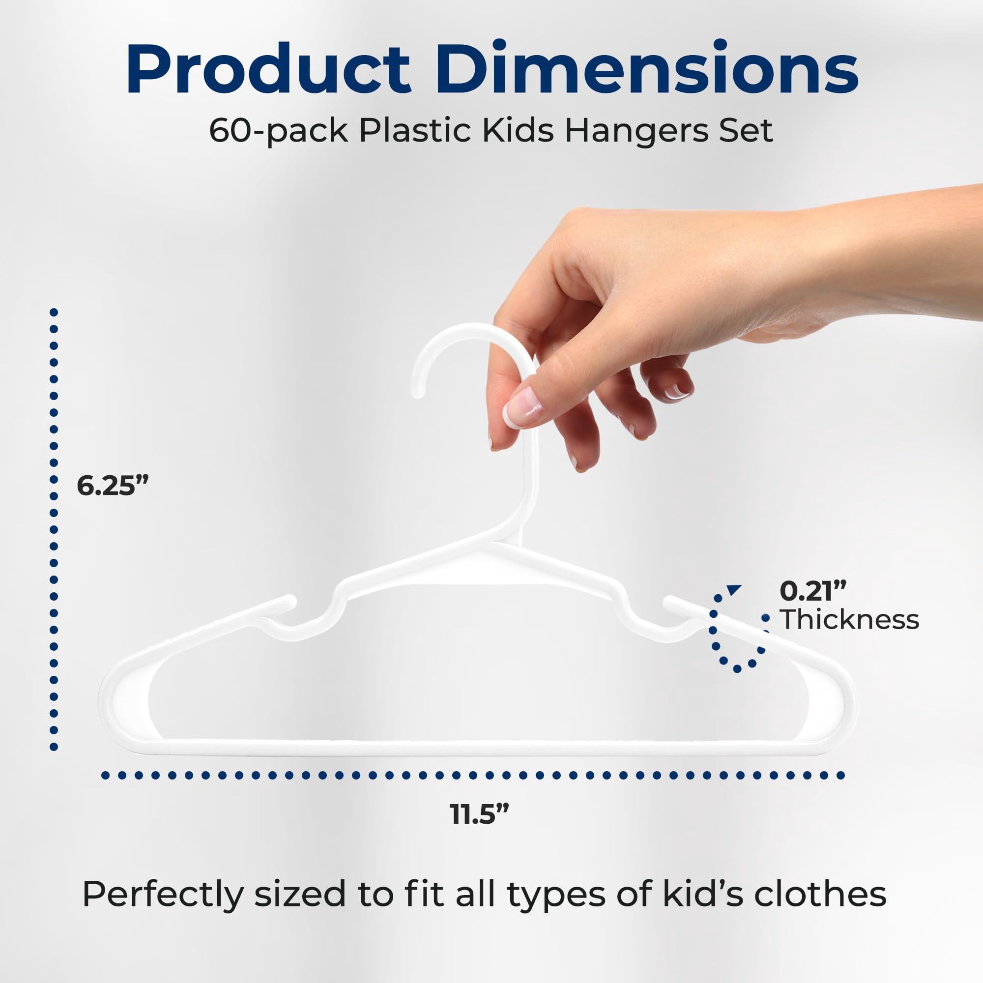 SereneLife 60 Pack Plastic Kids Hangers – Non-Slip Baby Hangers for Closet, Space-Saving Thin Design for Organizing Clothes, Infant, Toddler, and Newborn Clothing (White)