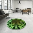 thumbnail image 3 of Ahgly Company Indoor Round Patterned Dark Lime Green Area Rugs, 4' Round, 3 of 6