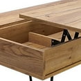thumbnail image 4 of 47 Inch Lift Top Coffee Table Natural Brown Wood 2 Storage Compartments - Saltoro Sherpi, 4 of 6