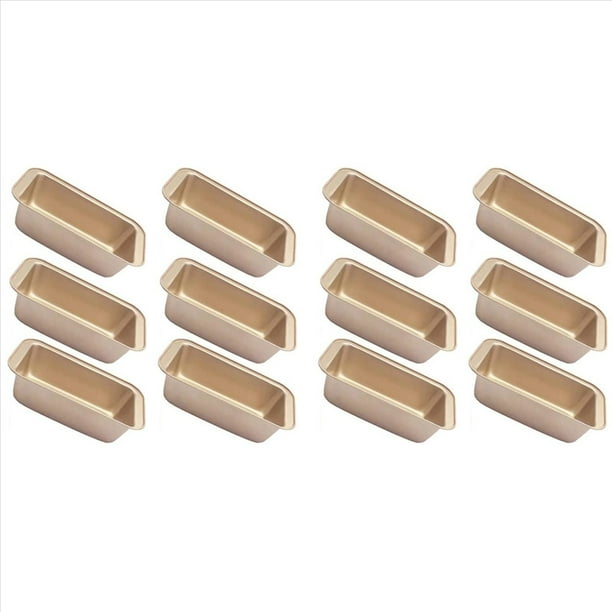 Molde para Pan para Hornear, Antiadherente, de Acero Al Carbono, para Hornear Pan, Molde para Pan Tostado, Juego de Moldes para Hornear (Dorado, 12 Piezas)