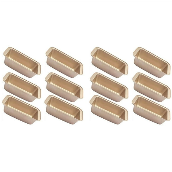 Molde para Pan para Hornear, Antiadherente, de Acero Al Carbono, para Hornear Pan, Molde para Pan Tostado, Juego de Moldes para Hornear (Dorado, 12 Piezas)