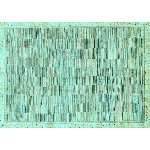 Ahgly Company Indoor Rectangle Abstract Light Blue Modern Area Rugs, 4' x 6'