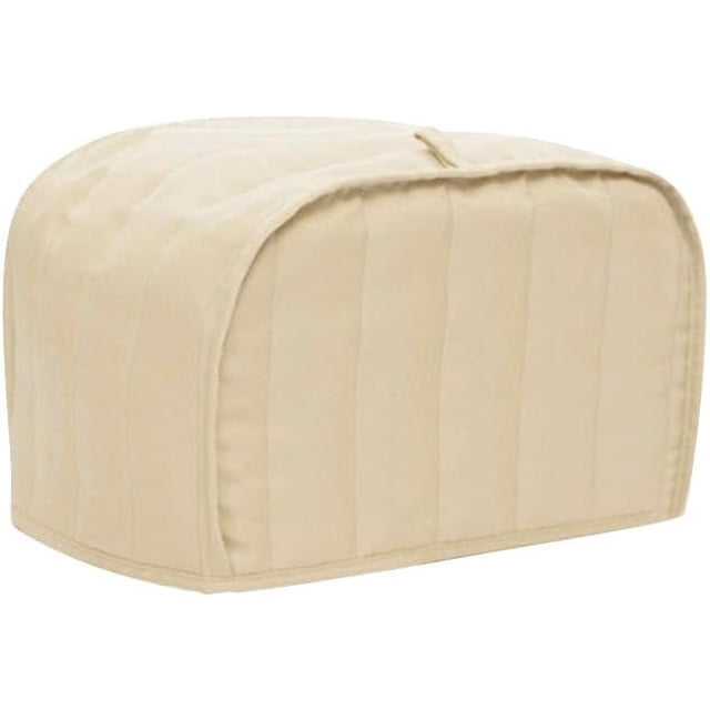 Cotton/Polyester Quilted Toaster Cover for Two Slice Toaster and Dust & Fingerprint Protection, Machine Washable. (Beige, 11.5 x 8 x 8 in)