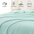 thumbnail image 3 of Whale Flotilla Twin Size Fuzzy Fleece Blanket, 60"x80" Fluffy Lightweight Soft Jacquard Bed Blankets for All Seasons, Warm and Cozy, Light Blue, 3 of 11