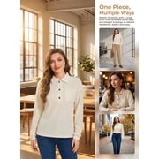 Cuteduck Womens Waffle Knit Tops Henley Casual Shirts Long Sleeve V Neck Solid Color Casual Tunic Tops S-XXL