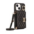 thumbnail image 4 of Case for iPhone 13 6.1 inch, Detachable Crossbody Strap & Lanyard Wallet Case with Card Slots, 360° Stand Ring Kickstand Flip PU Leather Protective Cover for iPhone 13, Black, 4 of 9