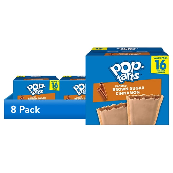 (8 pack) Pop-Tarts Frosted Brown Sugar Cinnamon Toaster Pastries, Breakfast Foods, Shelf-Stable, 27 oz (16 Count)