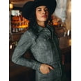 thumbnail image 6 of Mrs Momma Bear Long-Sleeve Printed Denim Athleisure Green, Denim Midi Dress (Women's), 6 of 7