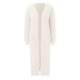 thumbnail image 6 of Cnbwig Long Cardigan Sweaters for Women Solid Color Cardigan Sweater with Slit Large Pockets Long Thin Coat Lightweight Loose Cardigans A-White S, 6 of 6