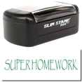 thumbnail image 1 of Slim Pre-Inked Super Homework Stamp, Slim 1444, Ultra Slim Design, Impression Size 1/2" by 1-3/4", Up to 25,000 Impressions - Green Ink, 1 of 10