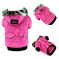 thumbnail image 1 of Dog Faux Pockets Hooded Jacket Warm Winter Coat Snowsuit For Small Dog, 1 of 6