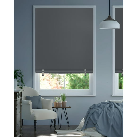 shiyou-Black Out Roller Shades Portable Blackout Blinds No Tools No Drill Cordless Blinds for Windows,Uv Protection & Thermal Insulation Privacy Window Shades for Bedroom Living Room(26" Wx67 H, Grey