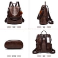 thumbnail image 2 of CHERUTY-mochila para mujer, bolso de hombro informal antirrobo de cuero PU, bolsos tipo cartera a la moda para mujer, 2 of 5