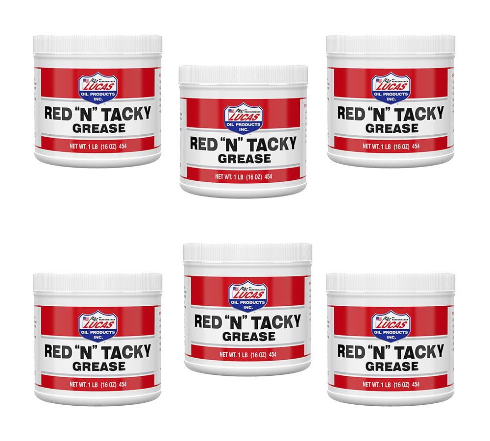 6 Pack Lucas Oil 10574 Red N Tacky Lithium Grease, Multipurpose Ultimate Lithium Complex Lubricant for Automotive, Industrial, and Agricultural Equipment - 16 Ounce