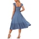 thumbnail image 3 of INSPIRAR CHIC Vestido de Verano para Mujeres con Cuello Cuadrado, Volantes, Vestido Midi Boho en Gris Azul Talla S, 3 of 6