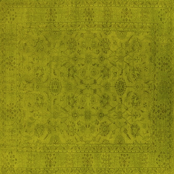 Ahgly Company Indoor Square Oriental Yellow Industrial Area Rugs, 7' Square
