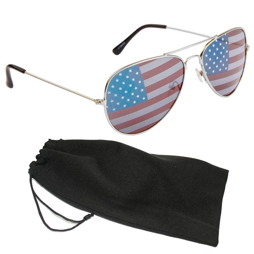 Silver American Flag Aviator Sunglasses Infant One Piece Bodysuit
