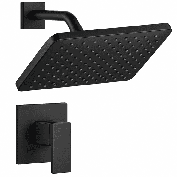 BWE 10 in. Square Rainfall Shower Faucet Set, 2.5 GPM, Matte Black, Valve Included