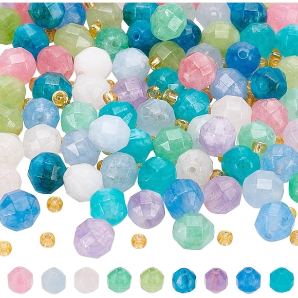 90 Pcs 9 Colors Natural Dolomite Beads 8mm Natural Gemstone Faceted Beads Loose Rock Beads Natural Stone Spacer Beads for DIY Bracelet Necklaces Jewelry Making