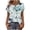 Mint Green, variant on Tops for Women Short Sleeved Button-up Round-neck Printed Base T-shirt Red XXL