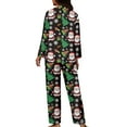 thumbnail image 2 of Suhoaziia Sleepwear for Women Nightgown Relaxed Home Loungewear Size XS Button-Down Pajamas Top and Pants Daily Wear Print Graphic Santa Claus Tree Multi-Season Sweatpants, 2 of 6