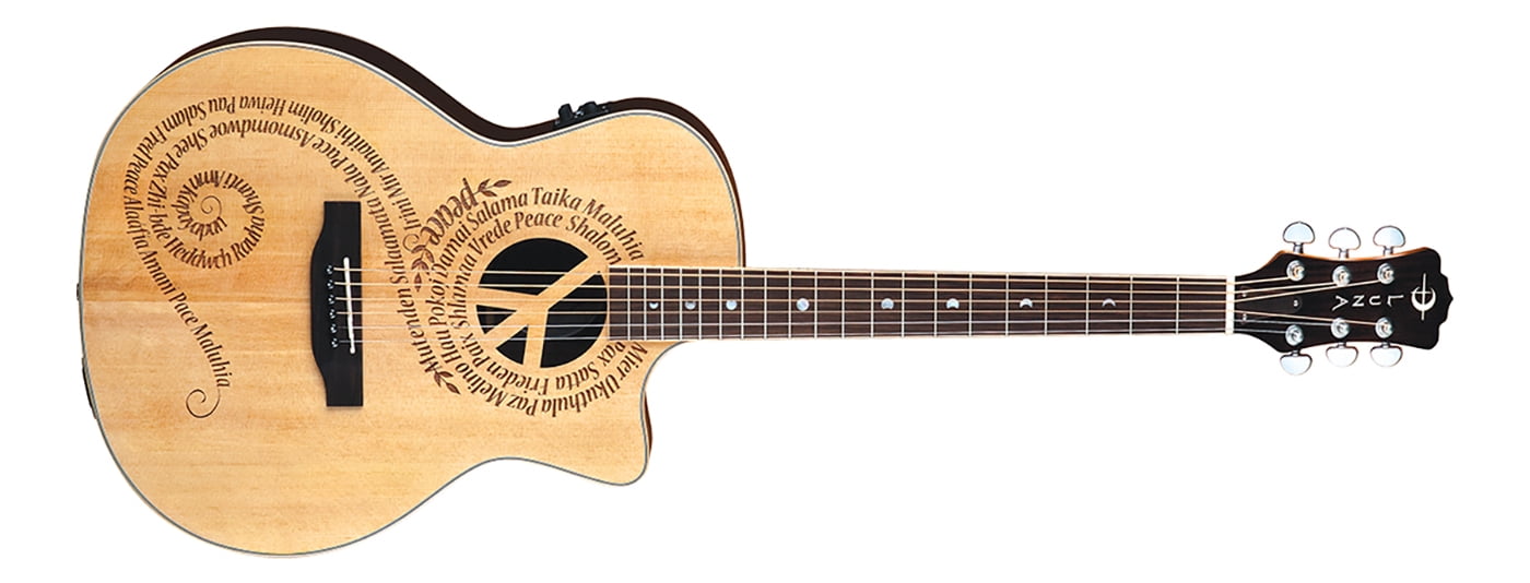 Luna Oracle Series Peace エレアコ Luna Oracle Peace Grand Concert Acoustic-Electric - Walmart.com