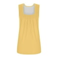 thumbnail image 5 of Yellow Womens Blouses Summer Tank Tops for Women 2025 Loose Fit Pleated Square Neck Sleeveless Shirt Curved Flowy Vest Basic Cotton Tee Ladies Tops and Blouses, 5 of 6