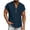 Navy, variant on GUZOM Big & Tall Mens Light Blue Henley T-Shirt, Relaxed Fit Short Sleeve Tee in Cotton Linen Blend,Size 3XL