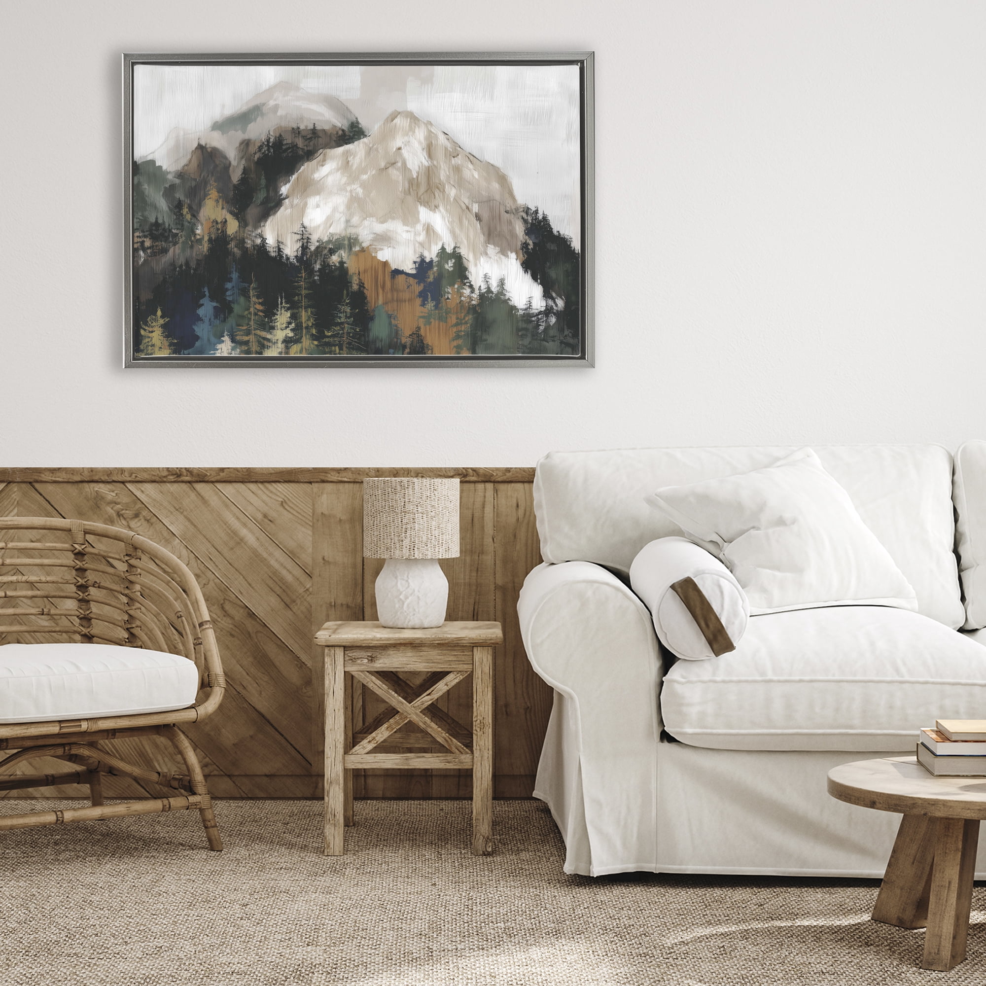 Stupell Industries Rugged Mountain Peaks Gray Framed Floater Canvas Wall Art, design by Chromatic Storm Studio