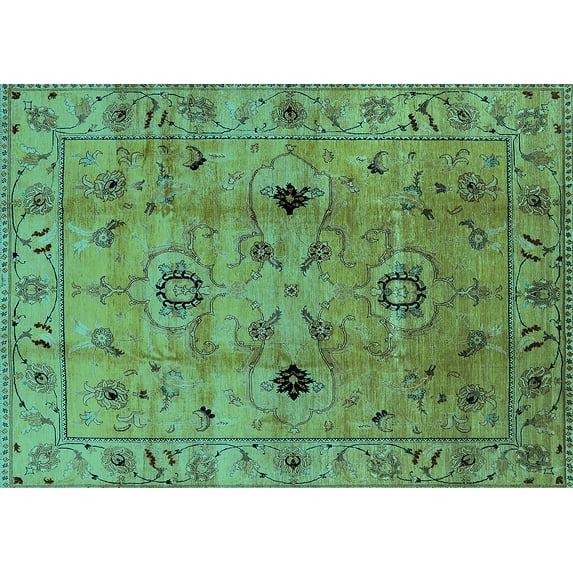 Ahgly Company Indoor Rectangle Oriental Turquoise Blue Industrial Area Rugs, 5' x 8'