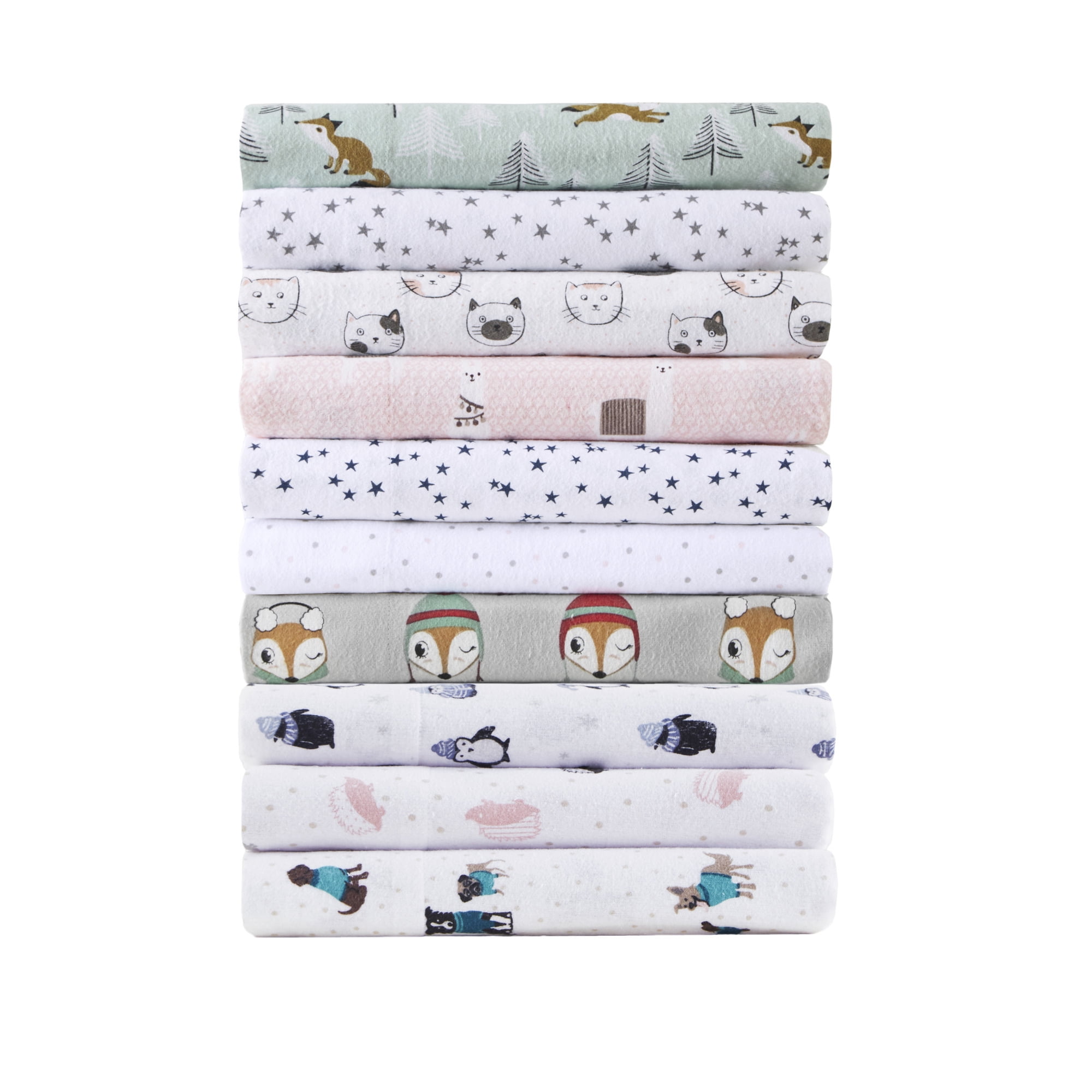 Intelligent Design Cozy Soft 90x102" Cotton Flannel Printed Sheet Set in Pink