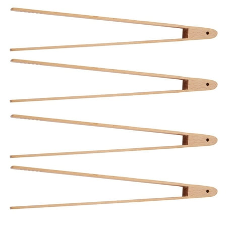 

4 Packs 12 Inch Wood Toaster Kitchen for Serving Food Flipping Meat Grabbing Toast and More