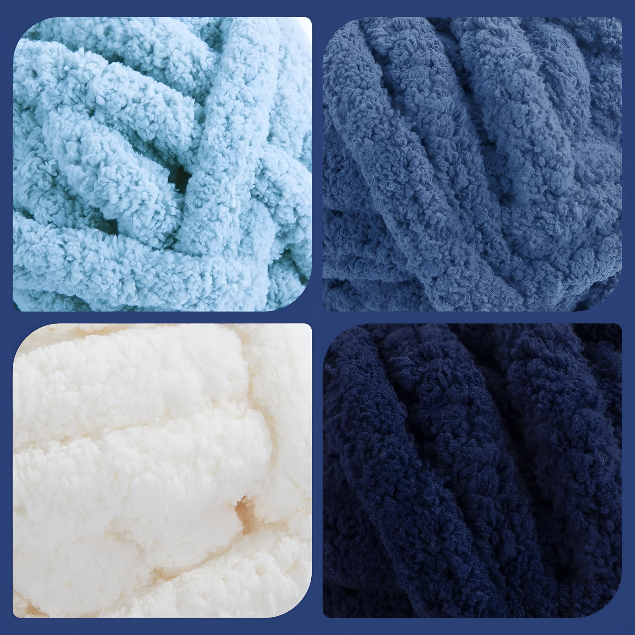 AUQ 2026 New 8Pcs Assorted Chunky Yarn for Crocheting,Super Bulky Large Soft Fluffy Yarn,Plush Fuzzy Yarn,Thick Chenille Yarn for Hand Knitting/Arm Knitting(27Yds,8 Oz Each Skein)