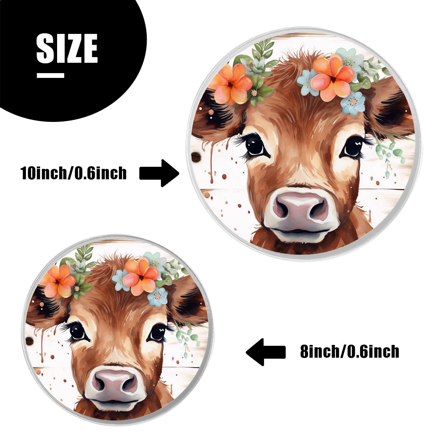 Stove Burner Covers 4 Pcs for ,Farmhouse Cow Wooden art, Round Gas Stove Burner Cover 8Inch And 10Inch