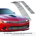 thumbnail image 3 of APS Compatible with Chevy Camaro 2014-2015 LS LT with RS Package Bumper Chrome Horizontal Billet Front Grille Grill Insert Combo C61248A, 3 of 7