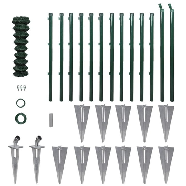 HERCHR ChainLink Fence Set Posts Spike Anchors & Fittings 4'1"x82
