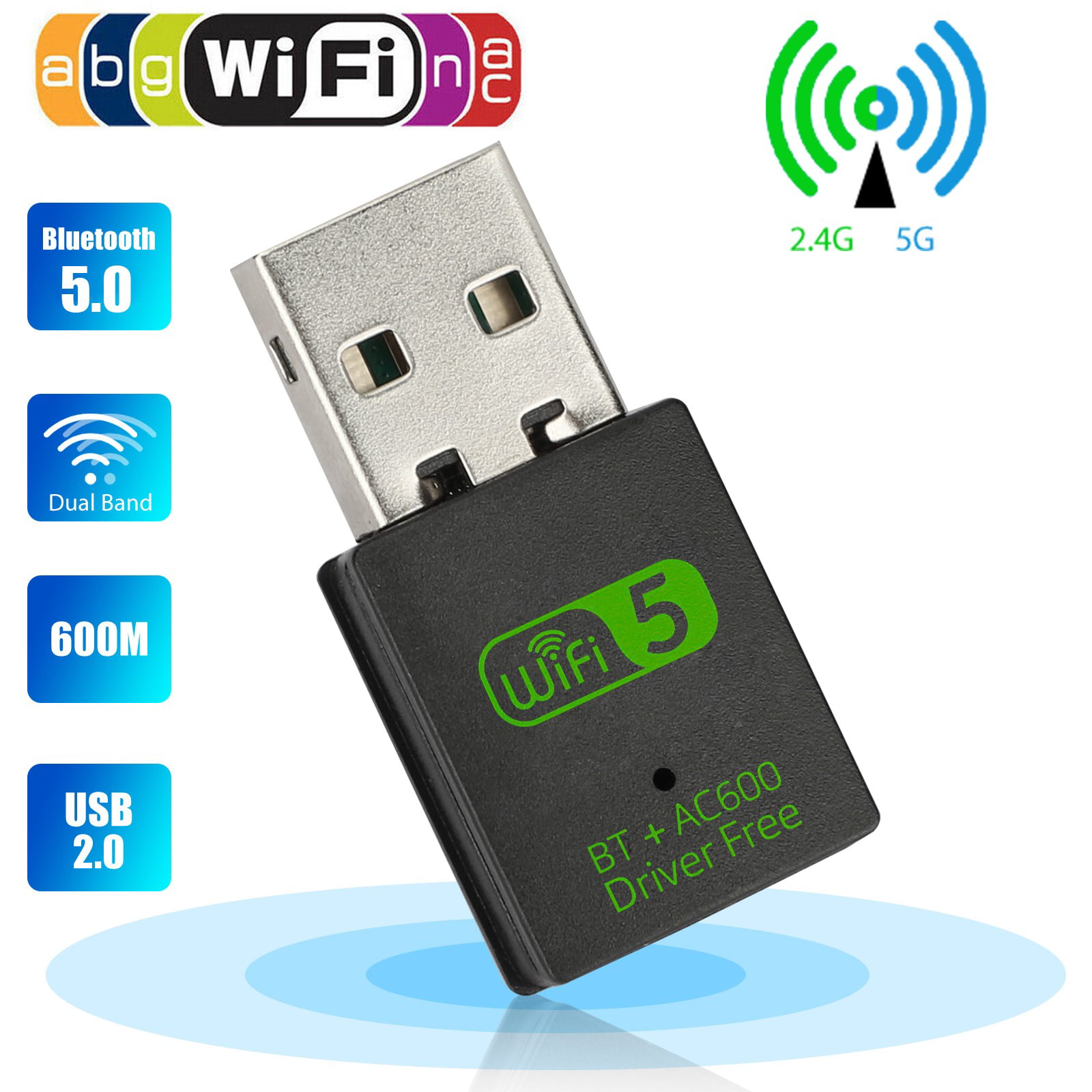 Anti-interference High Speed 600Mbps Dual Band Wireless USB Wifi Adapter Dongle 