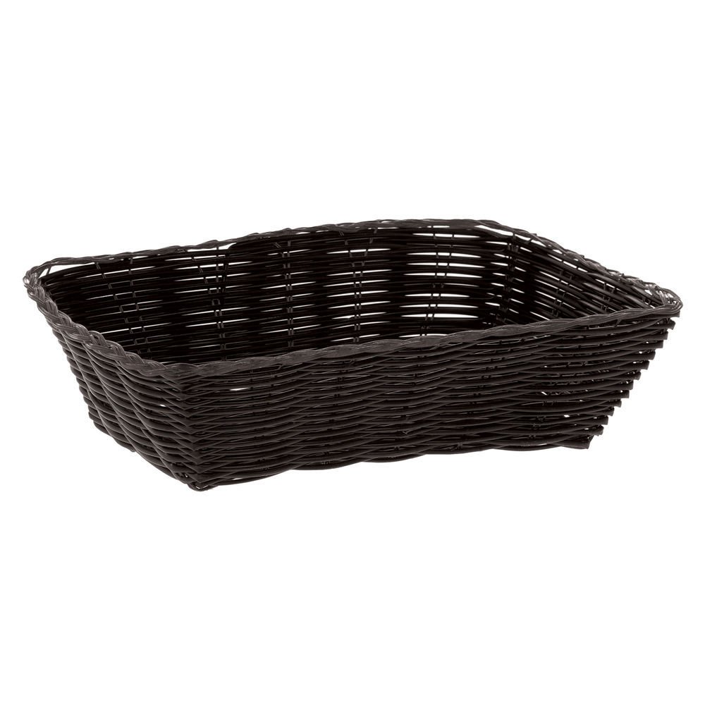 HUBERT® Bread Basket Rectangular Black Woven Plastic - 9 3/4"L x 6 3/4"W x 2 3/4"H
