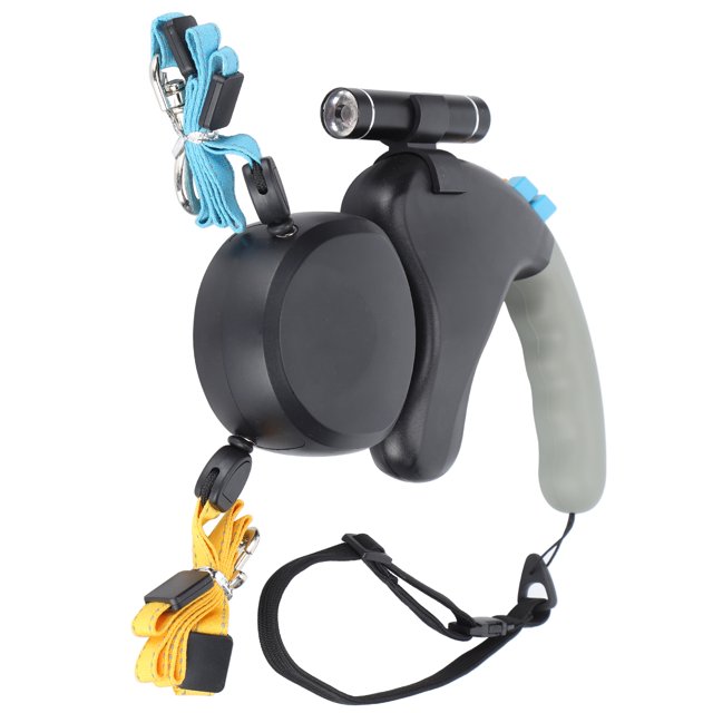 Laisse pour Chien, Laisse Extensible pour Chien, Laisse Rotative Libre, Sensation Durable, Confortable, Double Laisse Rétractable pour Chien, pour Promenade, Gris, Noir